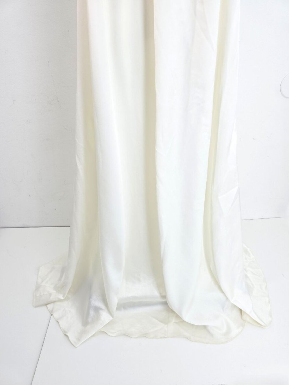 VTG 80s Lucie Ann Shiny Satin Long Ivory Peignoir Dress Nightgown Women S - Picture 8 of 8
